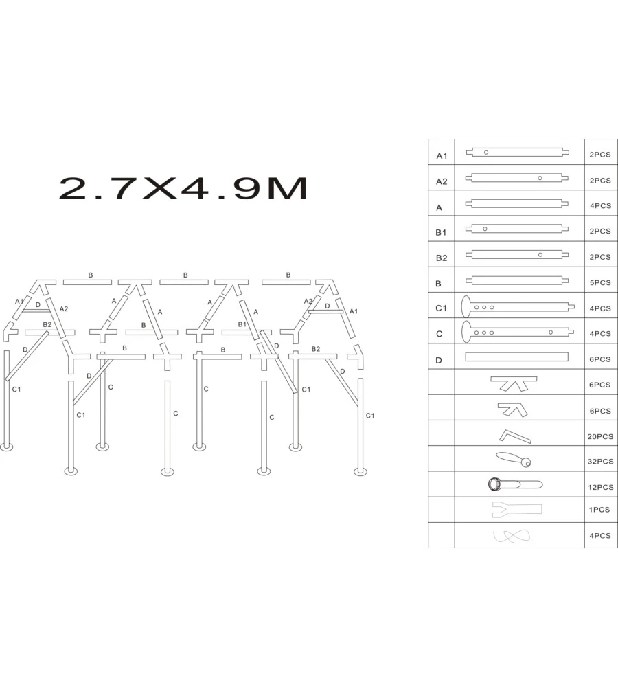 Carport auto in acciaio e tessuto euro garden "ercole" 1 posto 2,7x4,9x2,7 mt